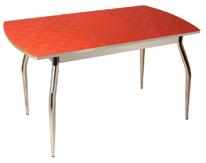 Стол обеденный 5.4 mini без вставки  (металл-хром, лдсп-стекло-фуджи оранжевый (Мебель из стекла) ) Стол обеденный 5.4 mini без вставки  (металл-хром, лдсп-стекло-фуджи оранжевый (Мебель из стекла) )
