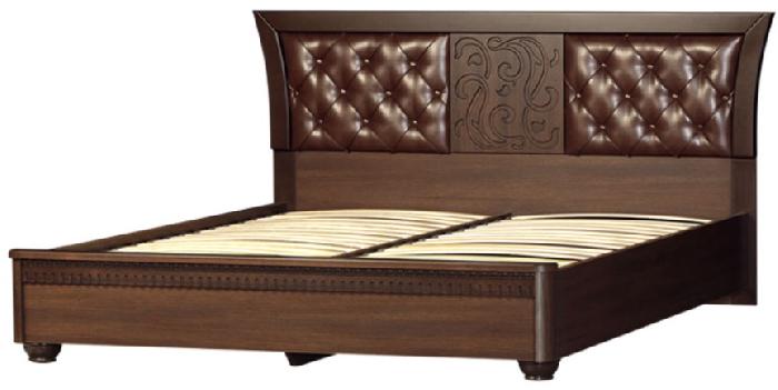 Кровать двуспальная Лючия 199 (СМ 160x200) с подъемным механизмом ( 160х200 , ЛДСП/МДФ/иск.кожа , дуб оксфорд-нэйтив табако , с подъемным мех. , с коробом , без матраса (Яна) )