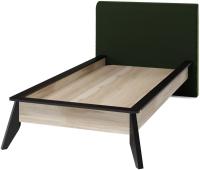 Кровать односпальная Нео (СМ 90х200) с основанием ( 90х200 , ЛДСП/ткань , дуб рокпайл-черный-бруно 8 , без подъемного мех. , без ящиков , без матраса (Регина) ) в Феодосии от производителя 