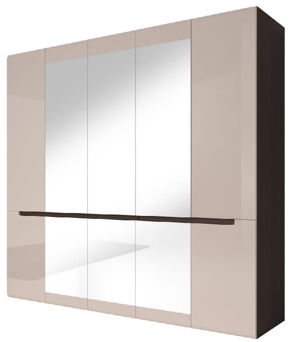 Шкаф-5D typ 21 Hektor (225) пятидверный (дуб сонома темный ламинат, серый песок глянец,(Helvetia))