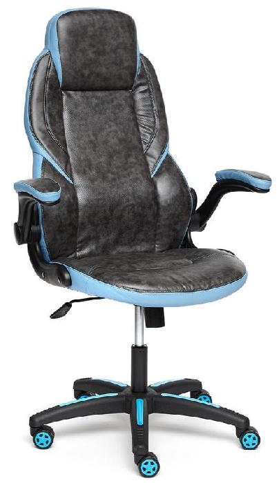 Кресло геймерское Базука (Bazuka) (Материал обивки: кожзам, цвет обивки: серый 2 тон-серый перфорированный 2 тон-голубой (Tetchair) )