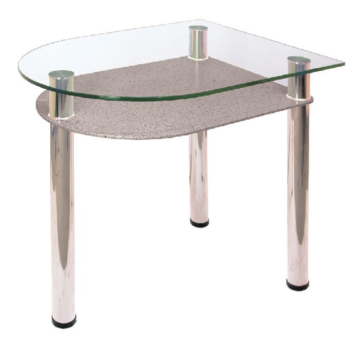 Стол обеденный 4.4 с полкой  (металл-хром, стекло-серый камень (Мебель из стекла) ) Стол обеденный 4.4 с полкой  (металл-хром, стекло-серый камень (Мебель из стекла) )