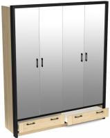 Шкаф Бостон (180) четырехдверный (4 зеркала) (гикори джексон, гикори джексон-черный,(СБК)) в Феодосии от производителя 