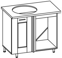 Кухня Селена К-78 стол-мойка угловая 1000 левая (текстиль, карпатская ель,(Глория (Ставрополь Мебель))) в Феодосии от производителя 