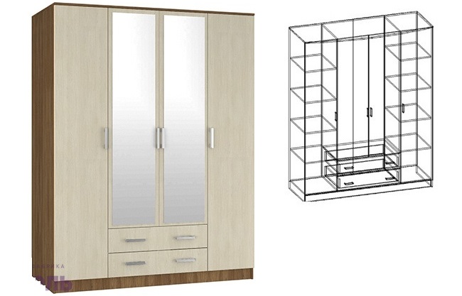 Фото Шкаф Светлана (168) четырехдверный от производителя Мебель Маркет в Феодосии по цене 34&nbsp;440 ₽